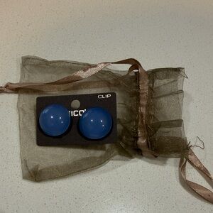 Blue Clip-On Earrings Vintage Style Add-On Jewelry